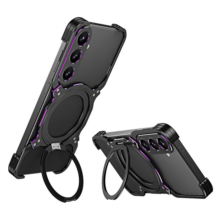 Mechanical Arm Borderless MagSafe Holder Metal Phone Case, For Samsung Galaxy S25 5G, For Samsung Galaxy S25+ 5G, For Samsung Galaxy S25 Ultra 5G, For Samsung Galaxy S24 Ultra 5G