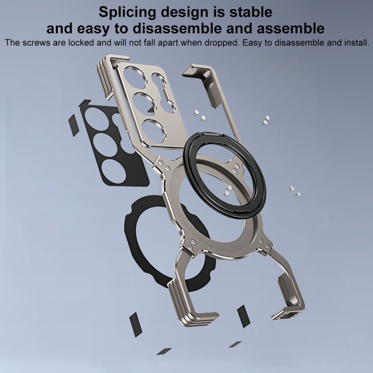 Mechanical Arm Borderless MagSafe Holder Metal Phone Case, For Samsung Galaxy S25 5G, For Samsung Galaxy S25+ 5G, For Samsung Galaxy S25 Ultra 5G, For Samsung Galaxy S24 Ultra 5G
