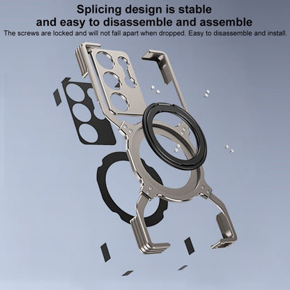 Mechanical Arm Borderless MagSafe Holder Metal Phone Case, For Samsung Galaxy S25 5G, For Samsung Galaxy S25+ 5G, For Samsung Galaxy S25 Ultra 5G, For Samsung Galaxy S24 Ultra 5G