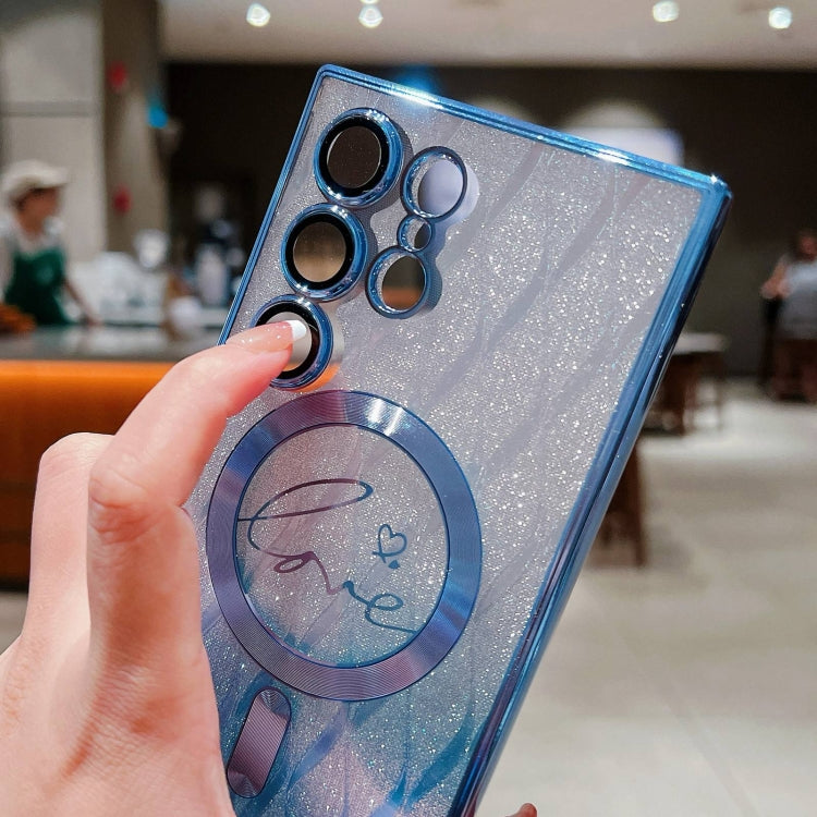 Dual-Love Leaves Gradient Glitter MagSafe TPU Phone Case, For Samsung Galaxy S24+ 5G, For Samsung Galaxy S24 5G, For Samsung Galaxy S23 FE 5G, For Samsung Galaxy S23 Ultra 5G