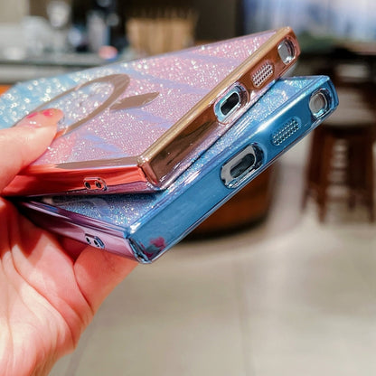 Dual-Love Leaves Gradient Glitter MagSafe TPU Phone Case, For Samsung Galaxy S24+ 5G, For Samsung Galaxy S24 5G, For Samsung Galaxy S23 FE 5G, For Samsung Galaxy S23 Ultra 5G