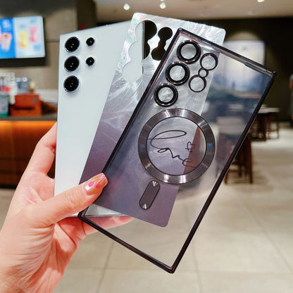 Dual-Love Feather Gradient Glitter MagSafe TPU Phone Case, For Samsung Galaxy S25 5G, For Samsung Galaxy S25+ 5G, For Samsung Galaxy S25 Ultra 5G, For Samsung Galaxy S24 Ultra 5G