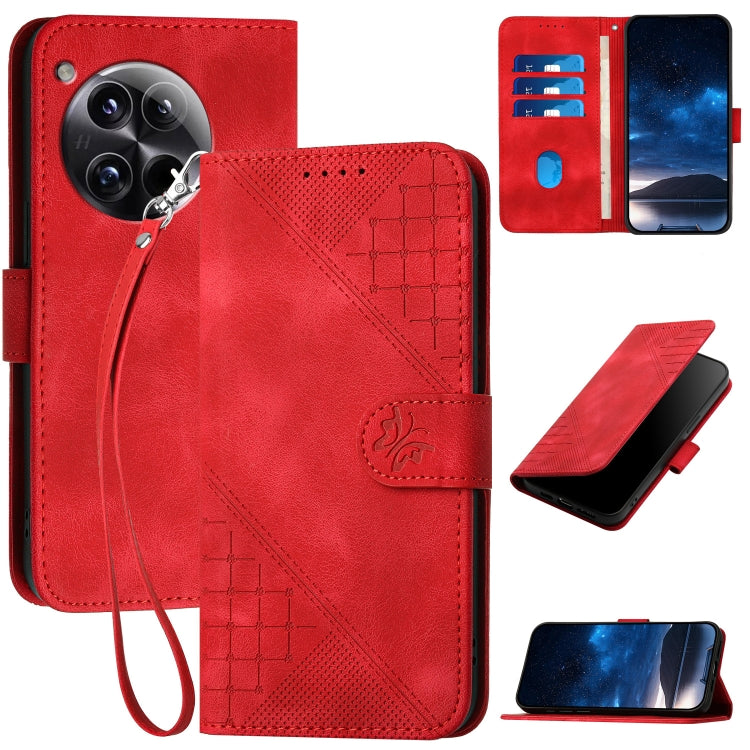 Grid Butterfly Embossed Pattern Flip Leather Phone Case with Lanyard, For OnePlus Ace 5 / 13R Global, For OnePlus 12, For OnePlus Ace 2V, For OnePlus 11