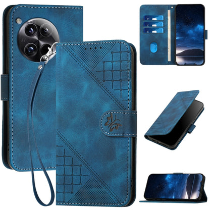 Grid Butterfly Embossed Pattern Flip Leather Phone Case with Lanyard, For OnePlus Ace 5 / 13R Global, For OnePlus 12, For OnePlus Ace 2V, For OnePlus 11