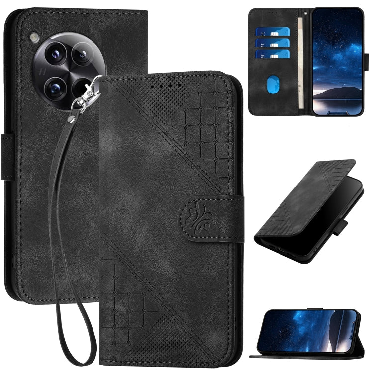 Grid Butterfly Embossed Pattern Flip Leather Phone Case with Lanyard, For OnePlus Ace 5 / 13R Global, For OnePlus 12, For OnePlus Ace 2V, For OnePlus 11