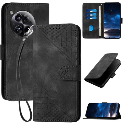 Grid Butterfly Embossed Pattern Flip Leather Phone Case with Lanyard, For OnePlus Ace 5 / 13R Global, For OnePlus 12, For OnePlus Ace 2V, For OnePlus 11