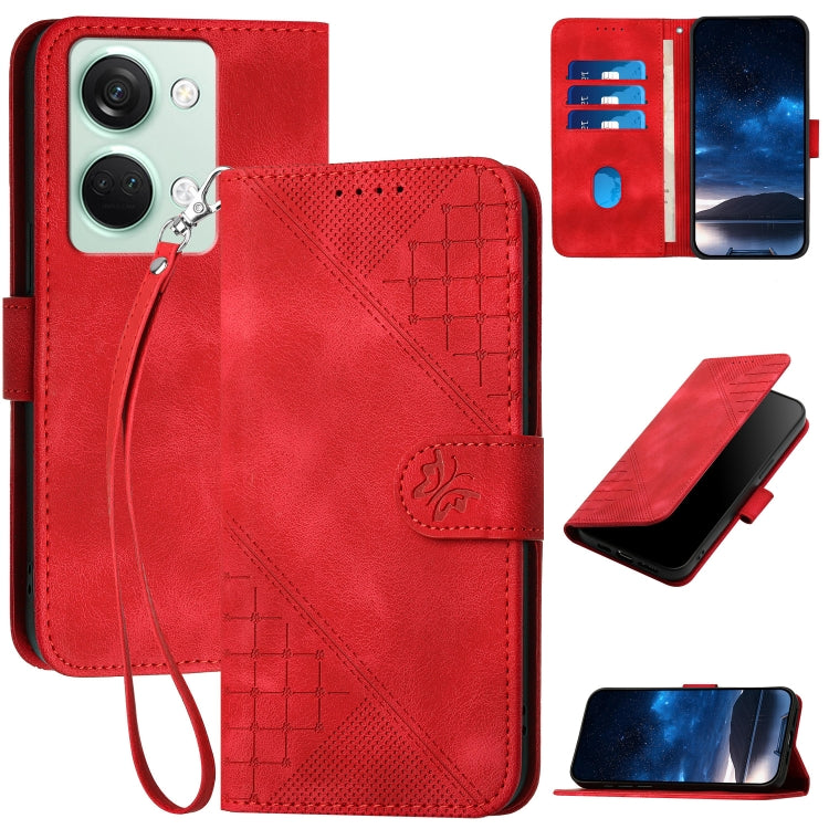 Grid Butterfly Embossed Pattern Flip Leather Phone Case with Lanyard, For OnePlus Ace 5 / 13R Global, For OnePlus 12, For OnePlus Ace 2V, For OnePlus 11