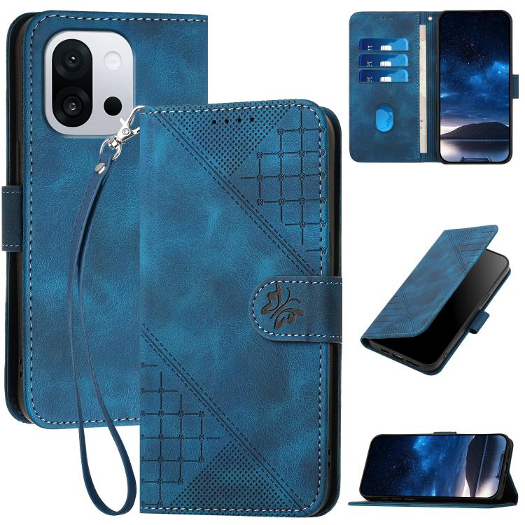 Grid Butterfly Embossed Pattern Flip Leather Phone Case with Lanyard, For OnePlus Turbo 6 / 6V, For OnePlus Ace 6, For OnePlus 15, For OnePlus 13T