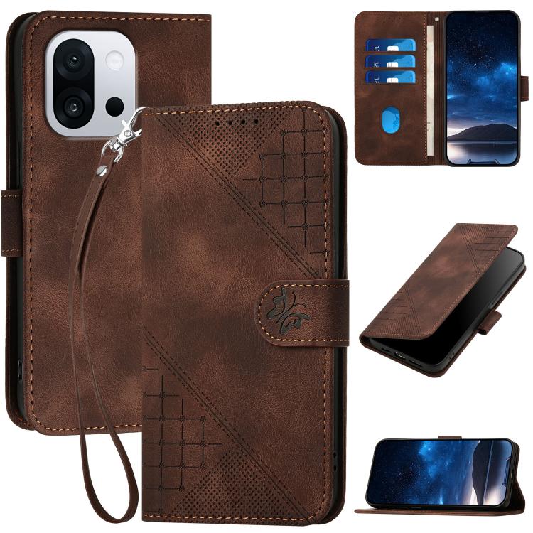 Grid Butterfly Embossed Pattern Flip Leather Phone Case with Lanyard, For OnePlus Turbo 6 / 6V, For OnePlus Ace 6, For OnePlus 15, For OnePlus 13T