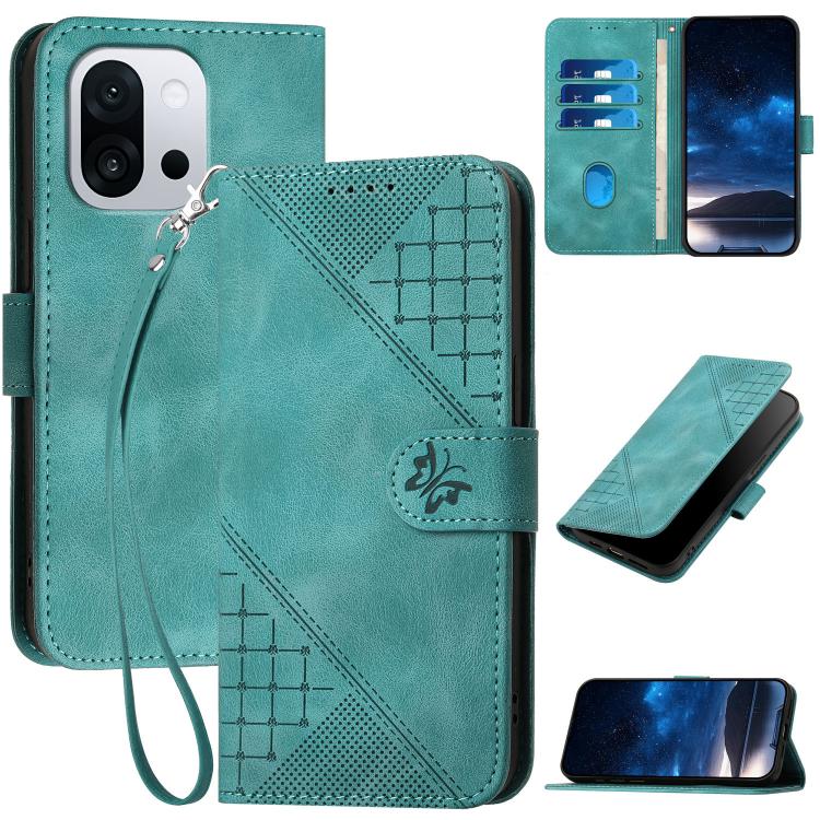 Grid Butterfly Embossed Pattern Flip Leather Phone Case with Lanyard, For OnePlus Turbo 6 / 6V, For OnePlus Ace 6, For OnePlus 15, For OnePlus 13T