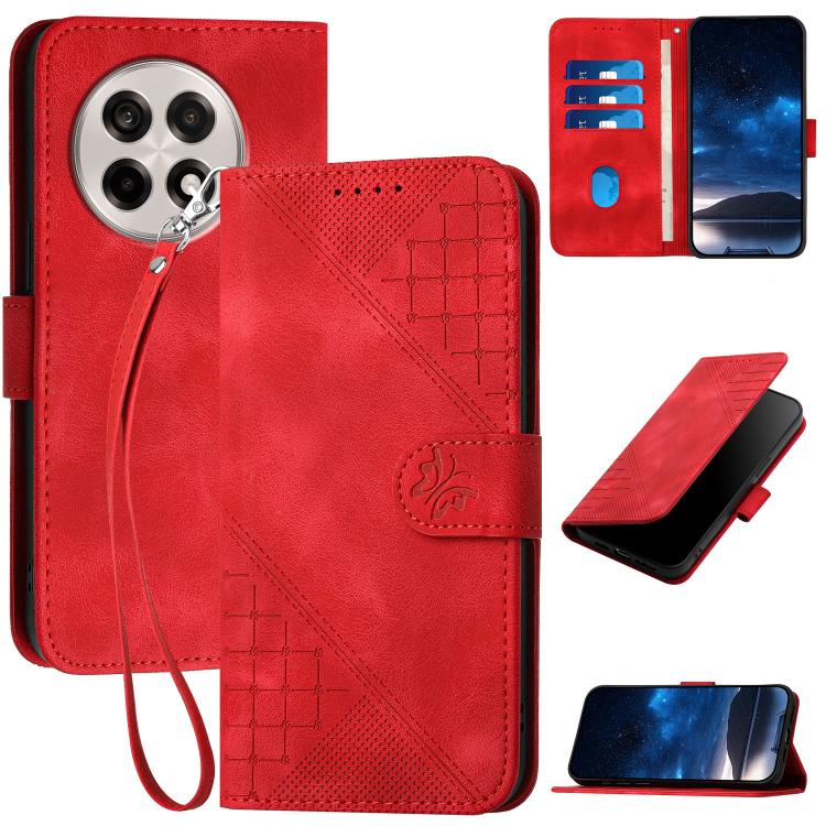 Grid Butterfly Embossed Pattern Flip Leather Phone Case with Lanyard, For OnePlus Ace 5 / 13R Global, For OnePlus 12, For OnePlus Ace 2V, For OnePlus 11