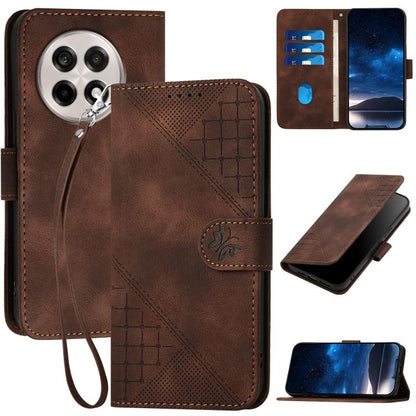 Grid Butterfly Embossed Pattern Flip Leather Phone Case with Lanyard, For OnePlus Ace 5 / 13R Global, For OnePlus 12, For OnePlus Ace 2V, For OnePlus 11
