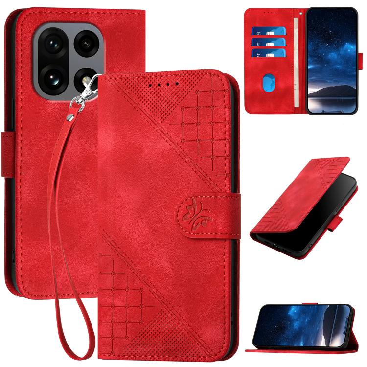 Grid Butterfly Embossed Pattern Flip Leather Phone Case with Lanyard, For OnePlus Turbo 6 / 6V, For OnePlus Ace 6, For OnePlus 15, For OnePlus 13T
