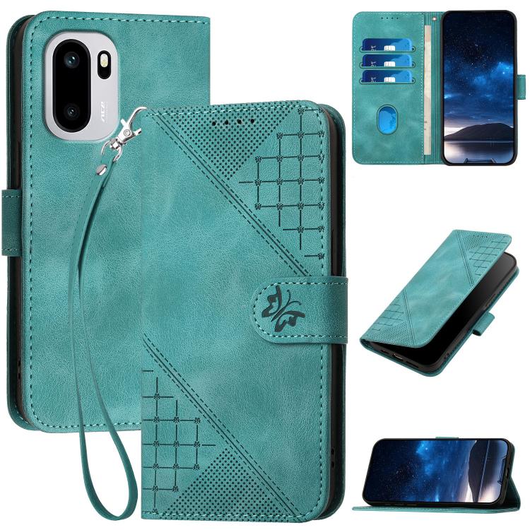 Grid Butterfly Embossed Pattern Flip Leather Phone Case with Lanyard, For OnePlus Turbo 6 / 6V, For OnePlus Ace 6, For OnePlus 15, For OnePlus 13T
