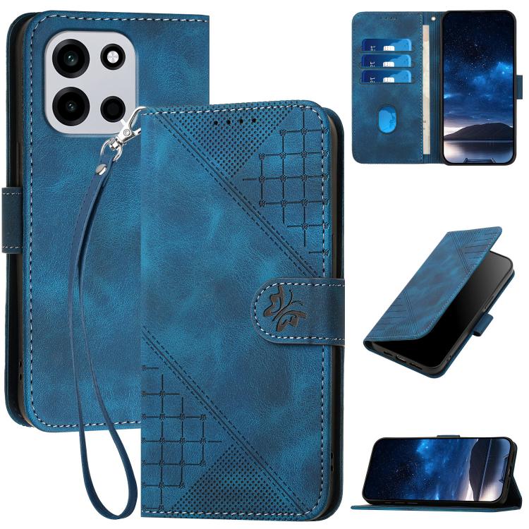 Grid Butterfly Embossed Pattern Flip Leather Phone Case with Lanyard, For OnePlus Turbo 6 / 6V, For OnePlus Ace 6, For OnePlus 15, For OnePlus 13T