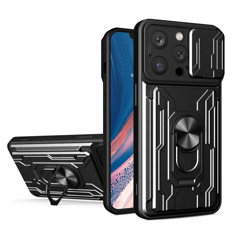 Sliding Camshield TPU+PC Phone Case with Card Slot, For iPhone 16, For iPhone 15 Pro Max, For iPhone 15 Pro