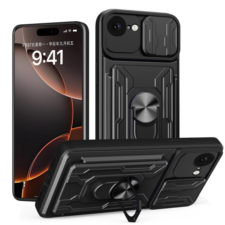Sliding Camshield TPU+PC Phone Case with Card Slot, For iPhone 16e, For iPhone 16 Pro Max, For iPhone 16 Pro