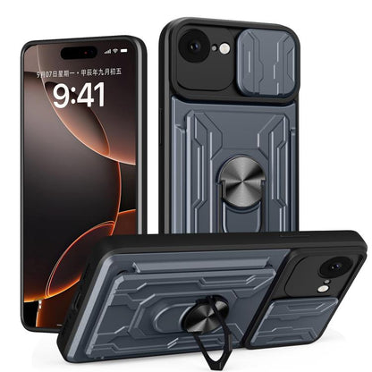 Sliding Camshield TPU+PC Phone Case with Card Slot, For iPhone 16e, For iPhone 16 Pro Max, For iPhone 16 Pro
