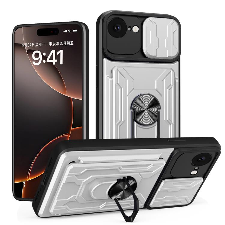 Sliding Camshield TPU+PC Phone Case with Card Slot, For iPhone 16e, For iPhone 16 Pro Max, For iPhone 16 Pro