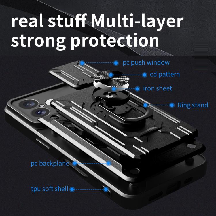 Sliding Camshield TPU+PC Phone Case with Card Slot, For iPhone 17, For iPhone 16 Pro Max, For iPhone 16 Pro