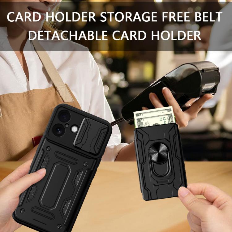 Sliding Camshield TPU+PC Phone Case with Card Slot, For iPhone 17, For iPhone 16 Pro Max, For iPhone 16 Pro