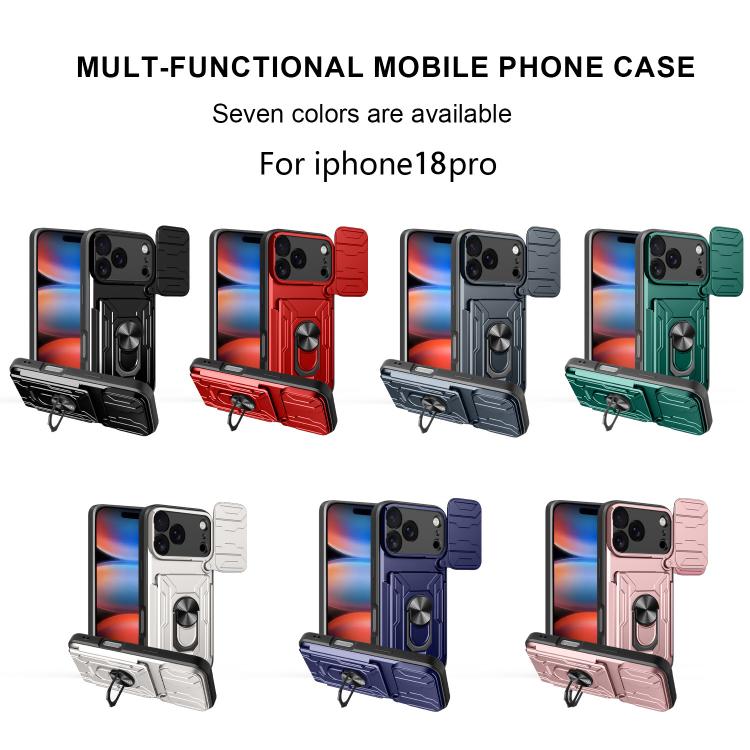 Sliding Camshield TPU+PC Phone Case with Card Slot, For iPhone 18 Pro, For iPhone 18 Pro Max, For iPhone 17e / 16e