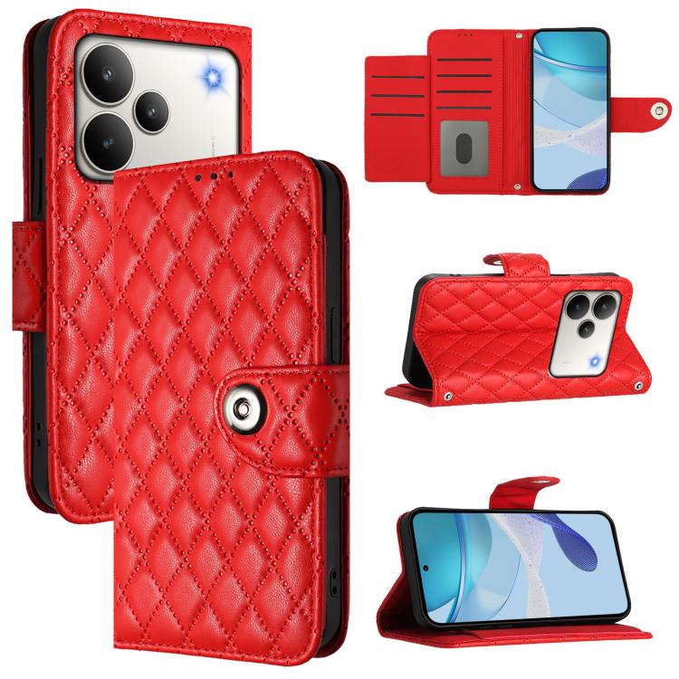 Rhombic Texture Flip Leather Phone Case with Lanyard, For Realme P4x 5G / OnePlus Nord CE6 Lite, For Realme Note 70 4G / 70T 4G, For Realme C85 5G / 15x 5G India, For Realme P4 Pro 5G