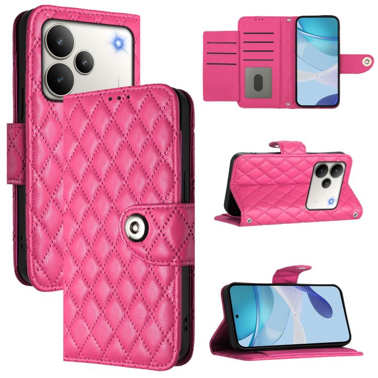 Rhombic Texture Flip Leather Phone Case with Lanyard, For Realme P4x 5G / OnePlus Nord CE6 Lite, For Realme Note 70 4G / 70T 4G, For Realme C85 5G / 15x 5G India, For Realme P4 Pro 5G