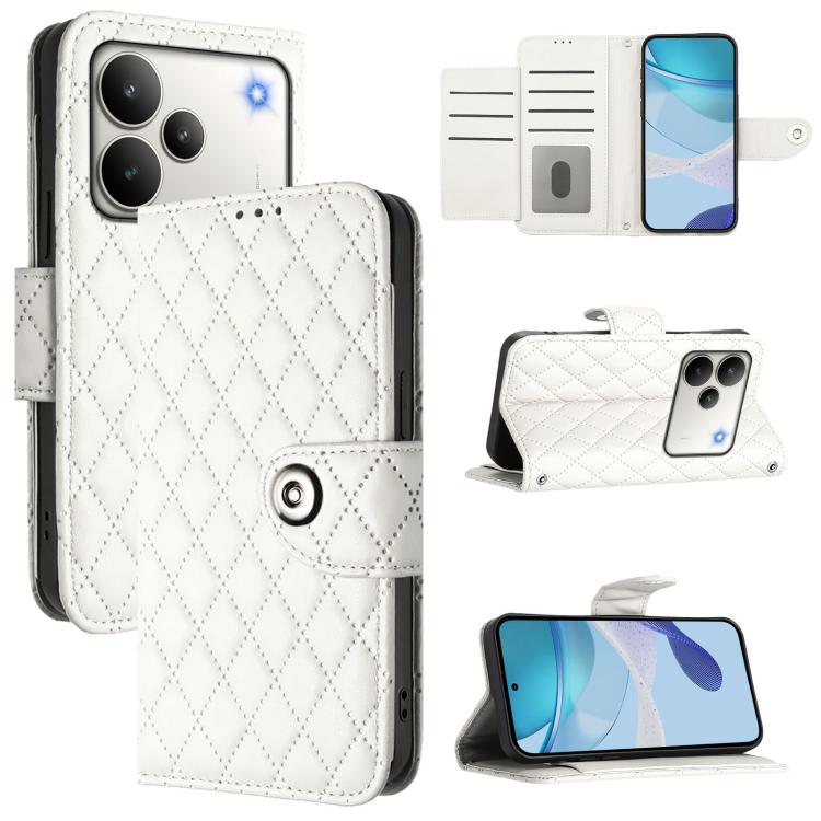 Rhombic Texture Flip Leather Phone Case with Lanyard, For Realme P4x 5G / OnePlus Nord CE6 Lite, For Realme Note 70 4G / 70T 4G, For Realme C85 5G / 15x 5G India, For Realme P4 Pro 5G