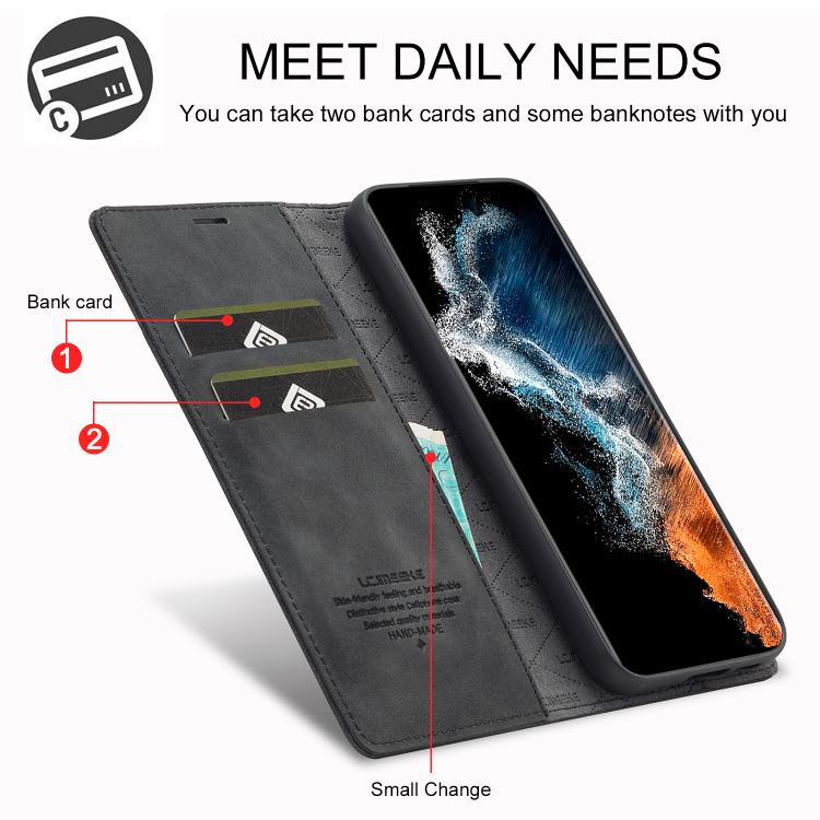 LC.IMEEKE Strong Magnetism Microfiber Leather Phone Case, For Samsung Galaxy S25 5G, For Samsung Galaxy S25+ 5G, For Samsung Galaxy S25 Ultra 5G, For Samsung Galaxy S24 FE 5G