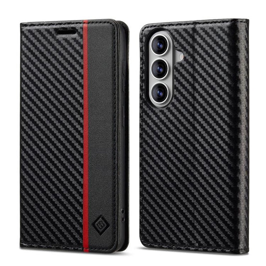 LC.IMEEKE Carbon Fiber Leather Phone Case, For Galaxy S26 FE 5G, For Samsung Galaxy S26+ 5G, For Samsung Galaxy S26 Ultra 5G, For Samsung Galaxy S26 5G, For Samsung Galaxy S25 Edge 5G, For Samsung Galaxy S25 5G, For Samsung Galaxy S25+ 5G              ...