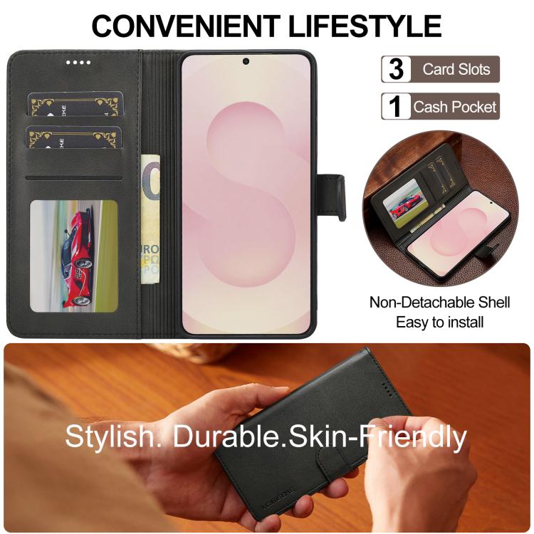 LC.IMEEKE Calf Texture Leather Phone Case, For Samsung Galaxy S25 Edge 5G, For Samsung Galaxy S25 5G, For Samsung Galaxy S25+ 5G, For Samsung Galaxy S25 Ultra 5G