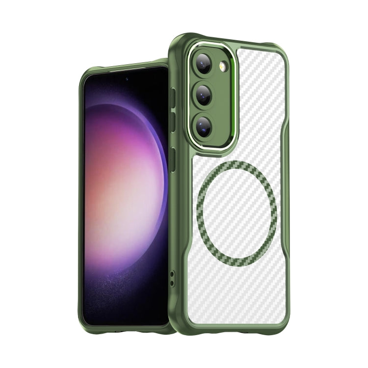 Carbon Fiber Texture MagSafe Translucent Phone Case, For Samsung Galaxy S23 5G