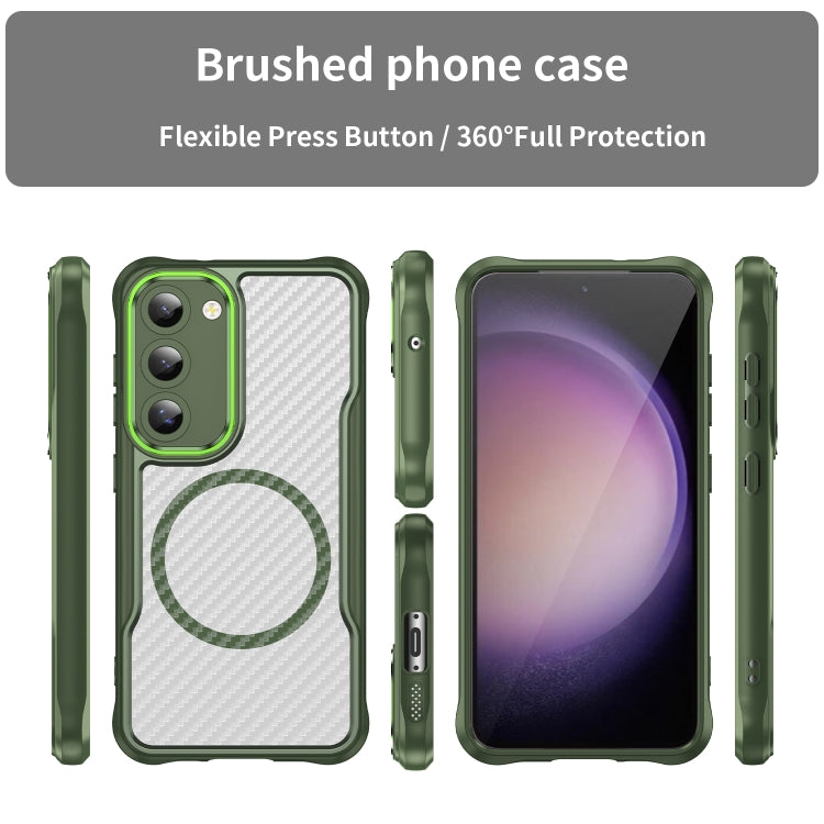 Carbon Fiber Texture MagSafe Translucent Phone Case, For Samsung Galaxy S23 5G