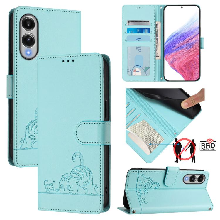 Cat Rat Embossed Pattern RFID Leather Phone Case with Lanyard, For Samsung Galaxy S25 Edge 5G, For Samsung Galaxy S25 5G, For Samsung Galaxy S25+ 5G, For Samsung Galaxy S25 Ultra 5G