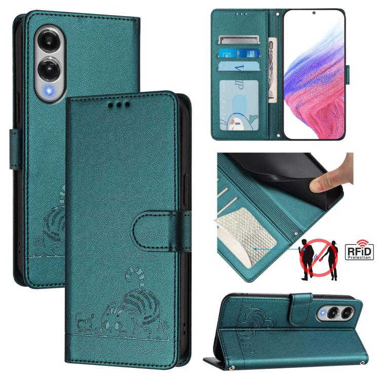 Cat Rat Embossed Pattern RFID Leather Phone Case with Lanyard, For Samsung Galaxy S26 5G, For Samsung Galaxy S25 Edge 5G, For Samsung Galaxy S25 5G, For Samsung Galaxy S25+ 5G