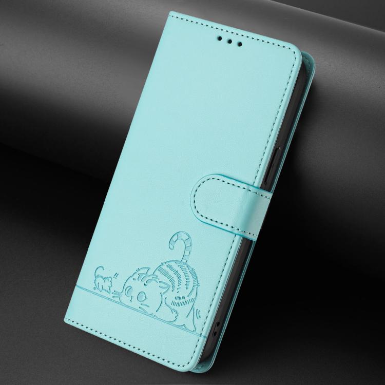 Cat Rat Embossed Pattern RFID Leather Phone Case with Lanyard, For Samsung Galaxy S26 5G, For Samsung Galaxy S25 Edge 5G, For Samsung Galaxy S25 5G, For Samsung Galaxy S25+ 5G