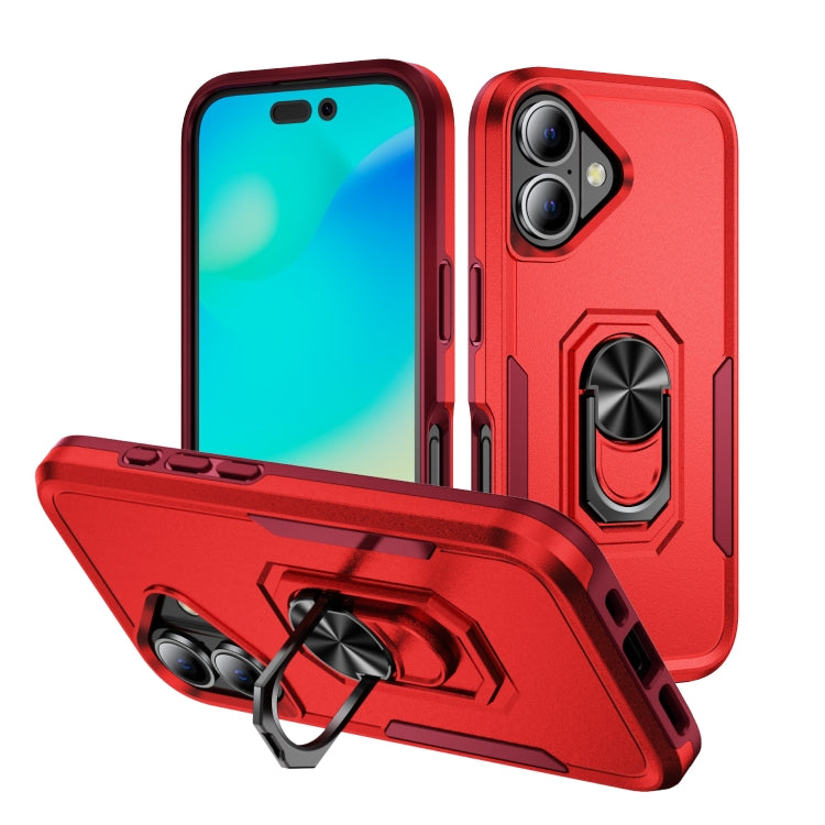 Pioneer Armor Heavy Duty PC + TPU Phone Case with Holder, For iPhone 16 Pro, For iPhone 16 Plus
