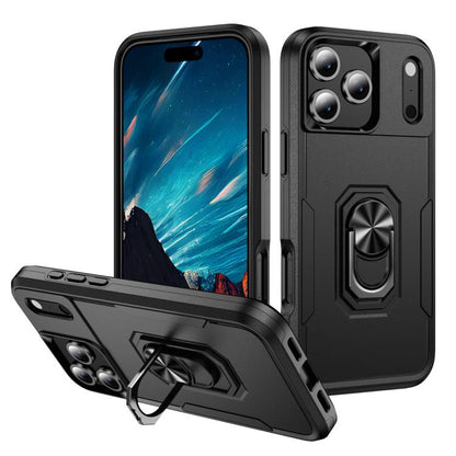 Pioneer Armor Heavy Duty PC + TPU Phone Case with Holder, For iPhone 17e / 16e, For iPhone 17 Pro Max