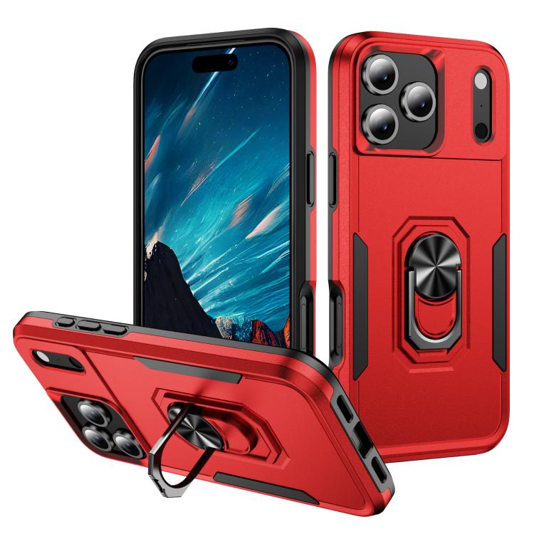 Pioneer Armor Heavy Duty PC + TPU Phone Case with Holder, For iPhone 17e / 16e, For iPhone 17 Pro Max