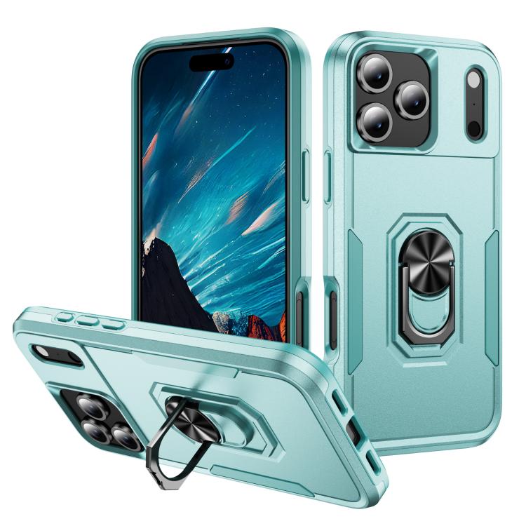 Pioneer Armor Heavy Duty PC + TPU Phone Case with Holder, For iPhone 17e / 16e, For iPhone 17 Pro Max