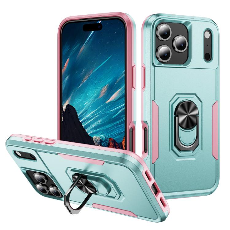 Pioneer Armor Heavy Duty PC + TPU Phone Case with Holder, For iPhone 17e / 16e, For iPhone 17 Pro Max