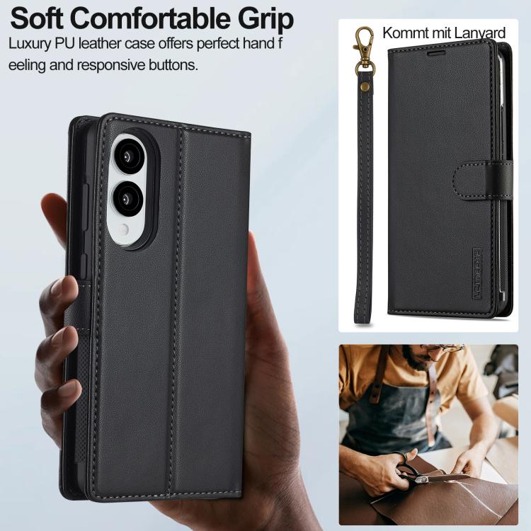 LC.IMEEKE L2 Series Detachable Magsafe PU Phone Case with Lanyard, For Samsung Galaxy S25 Edge 5G, For Samsung Galaxy S25 5G, For Samsung Galaxy S25+ 5G, For Samsung Galaxy S25 Ultra 5G