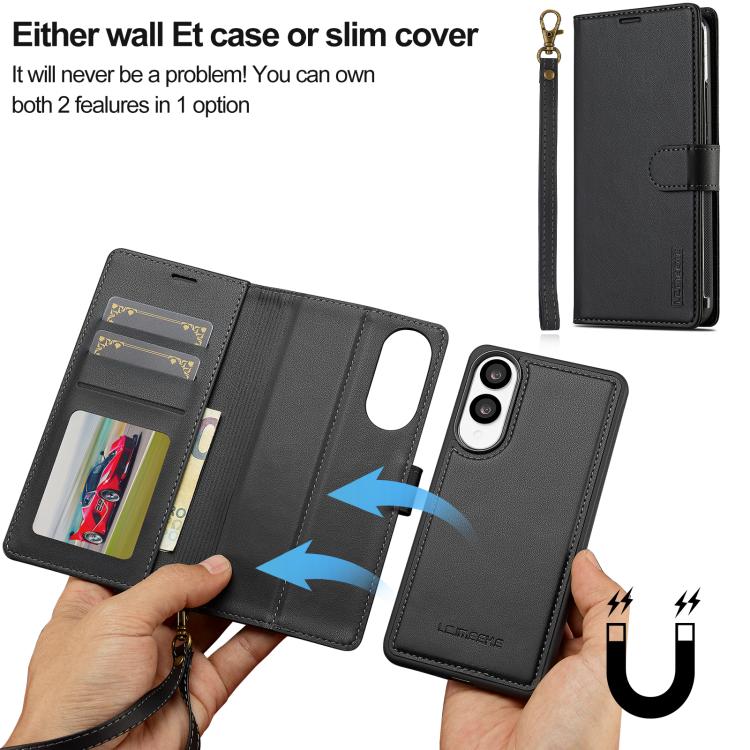 LC.IMEEKE L2 Series Detachable Magsafe PU Phone Case with Lanyard, For Samsung Galaxy S25 Edge 5G, For Samsung Galaxy S25 5G, For Samsung Galaxy S25+ 5G, For Samsung Galaxy S25 Ultra 5G