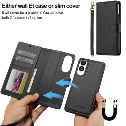 LC.IMEEKE L2 Series Detachable Magsafe PU Phone Case with Lanyard, For Samsung Galaxy S25 Edge 5G, For Samsung Galaxy S25 5G, For Samsung Galaxy S25+ 5G, For Samsung Galaxy S25 Ultra 5G