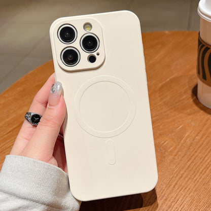 Solid Color Liquid Silicone MagSafe Magnetic Phone Case, For iPhone 15 Pro