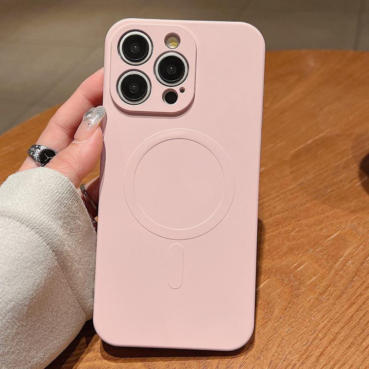 Solid Color Liquid Silicone MagSafe Magnetic Phone Case, For iPhone 15 Pro