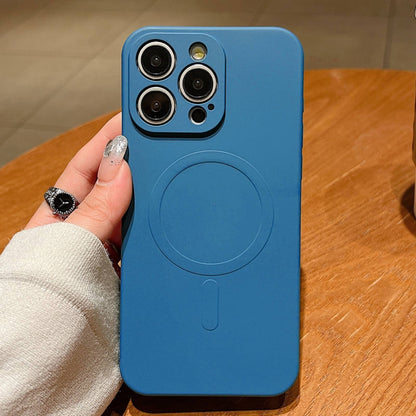 Solid Color Liquid Silicone MagSafe Magnetic Phone Case, For iPhone 15 Pro