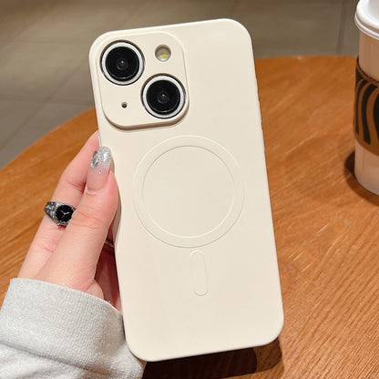 Solid Color Liquid Silicone MagSafe Magnetic Phone Case, For iPhone 15 Plus