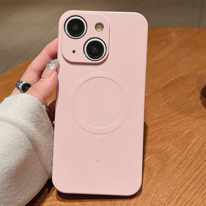 Solid Color Liquid Silicone MagSafe Magnetic Phone Case, For iPhone 15 Plus